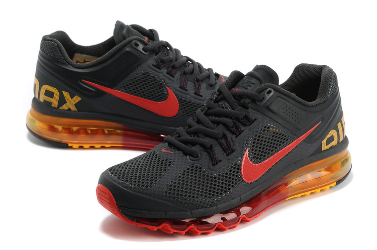 Nike Air Max 2013 Chaussures Hommes Noir Rouge Orange (4)